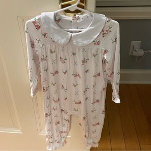 NWT Angel Dear Bamboo Peter Pan Collar Smocked Romper Jumpsuit Golf Cart Print